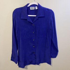 Chico’s Design Women’s Silk Button Down Shirt Blue
